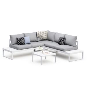 Lounge CAMILA hellgrau/weiss