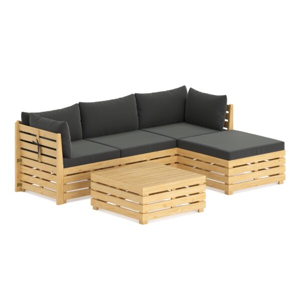 Lounge Holz RAFALE 5-teilig anthrazit/natur – Bild 2