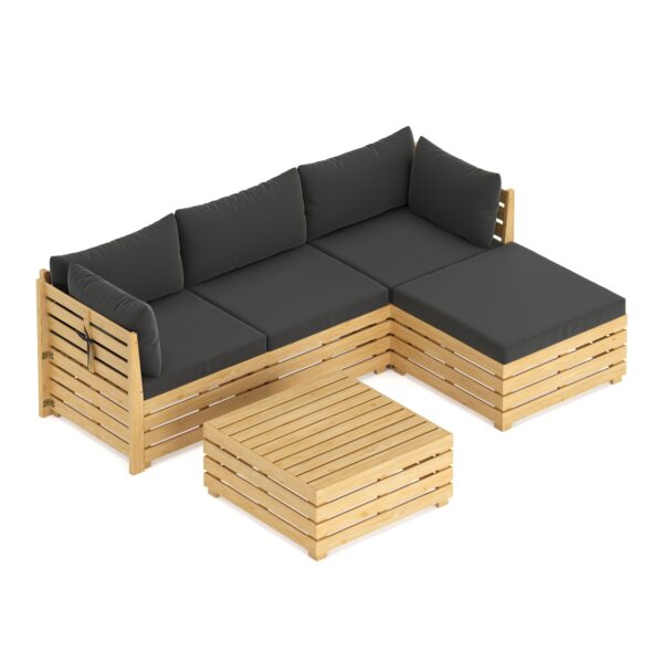 Lounge Holz RAFALE 5-teilig anthrazit/natur – Bild 5