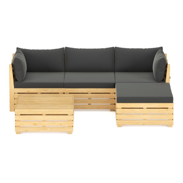 Lounge Holz RAFALE 5-teilig anthrazit/natur – Bild 3