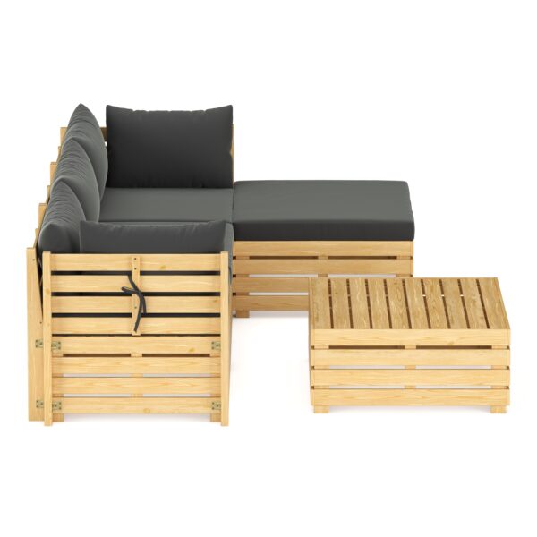 Lounge Holz RAFALE 5-teilig anthrazit/natur – Bild 4