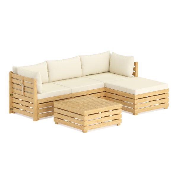 Lounge Holz RAFALE 5-teilig beige/natur – Bild 2
