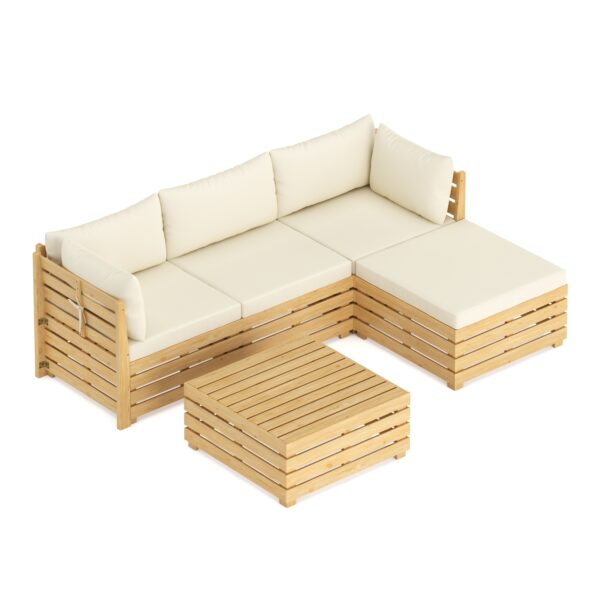 Lounge Holz RAFALE 5-teilig beige/natur – Bild 5