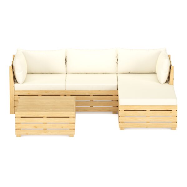 Lounge Holz RAFALE 5-teilig beige/natur – Bild 3