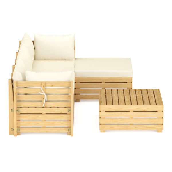 Lounge Holz RAFALE 5-teilig beige/natur – Bild 4