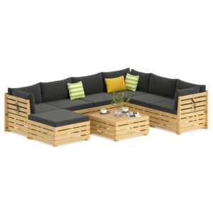Lounge Holz RAFALE 8-teilig anthrazit/natur
