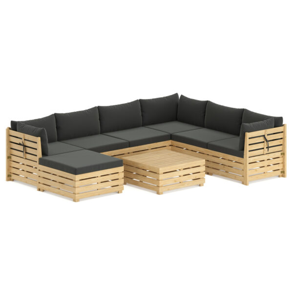 Lounge Holz RAFALE 8-teilig anthrazit/natur – Bild 2