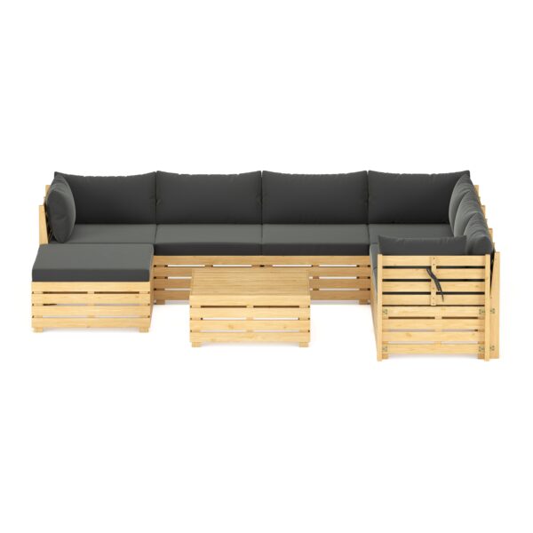 Lounge Holz RAFALE 8-teilig anthrazit/natur – Bild 3