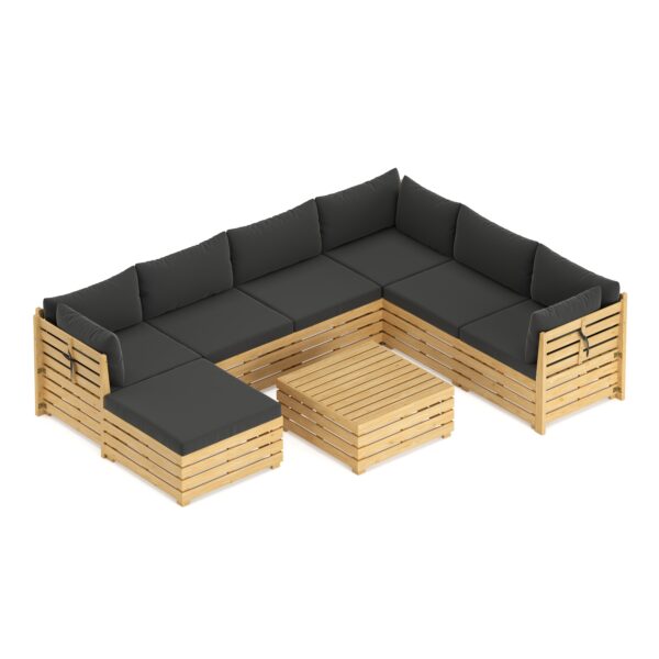 Lounge Holz RAFALE 8-teilig anthrazit/natur – Bild 5