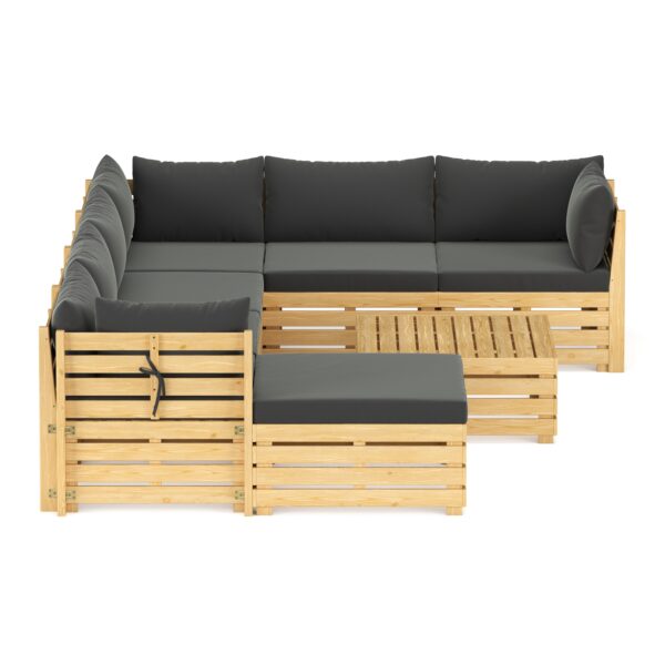 Lounge Holz RAFALE 8-teilig anthrazit/natur – Bild 4