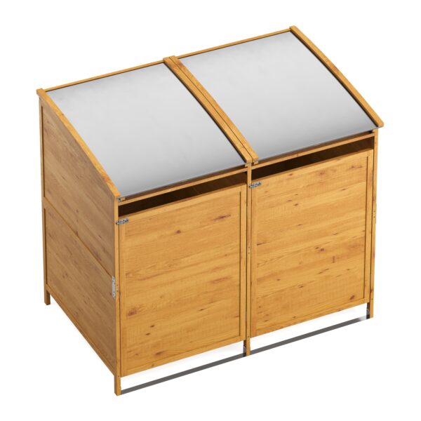 Mülltonnenbox Holz 500L natur/silber – Bild 6