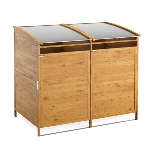 Mülltonnenbox Holz 500L natur/silber – Bild 3