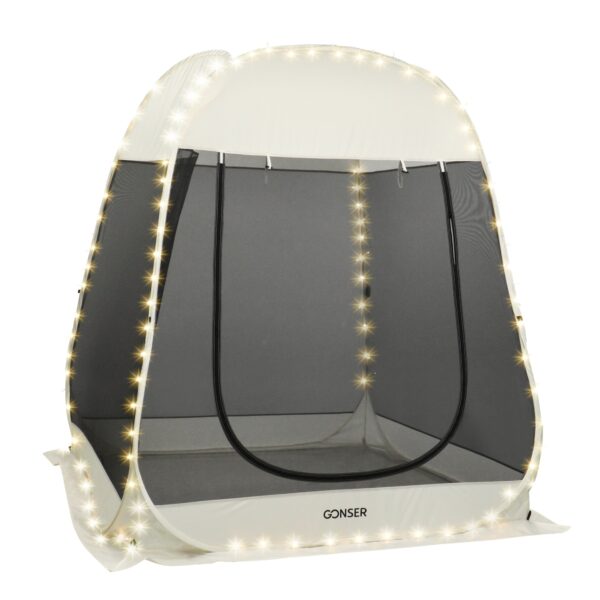 Pop-Up Pavillon LED 2-3 Personen 2 x 2 m transparent/schwarz