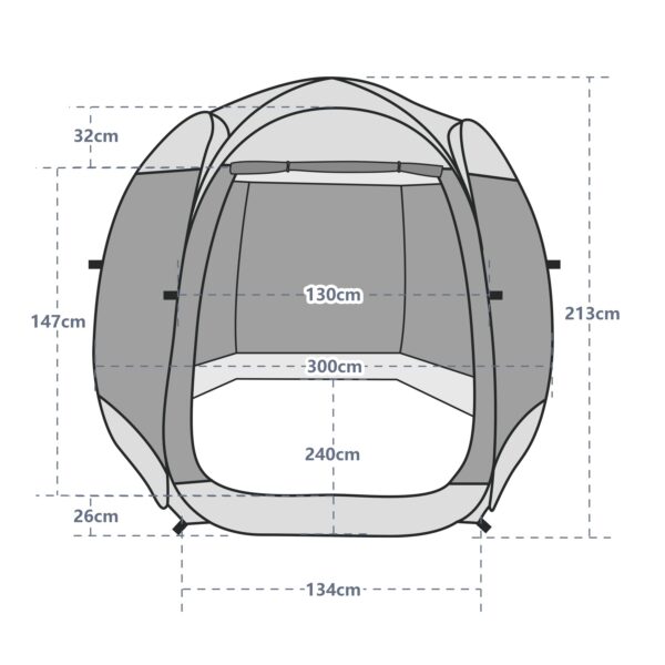 Pop-Up Pavillon LED 4-6 Personen 3 x 2 m transparent/schwarz – Bild 9