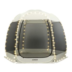 Pop-Up Pavillon LED 4-6 Personen 3 x 2 m transparent/schwarz