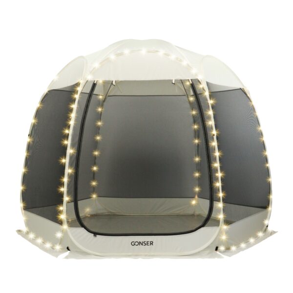 Pop-Up Pavillon LED 4-6 Personen 3 x 2 m transparent/schwarz
