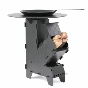 Raketenofen mit Grillplatte und Pfanne 36 x 14 x 57 cm