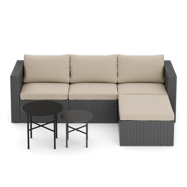 Rattanlounge TUGELA grau/beige – Bild 2