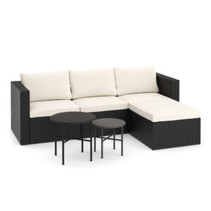 Rattanlounge TUGELA schwarz/creme