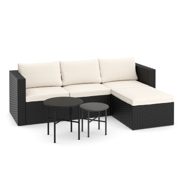 Rattanlounge TUGELA schwarz/creme