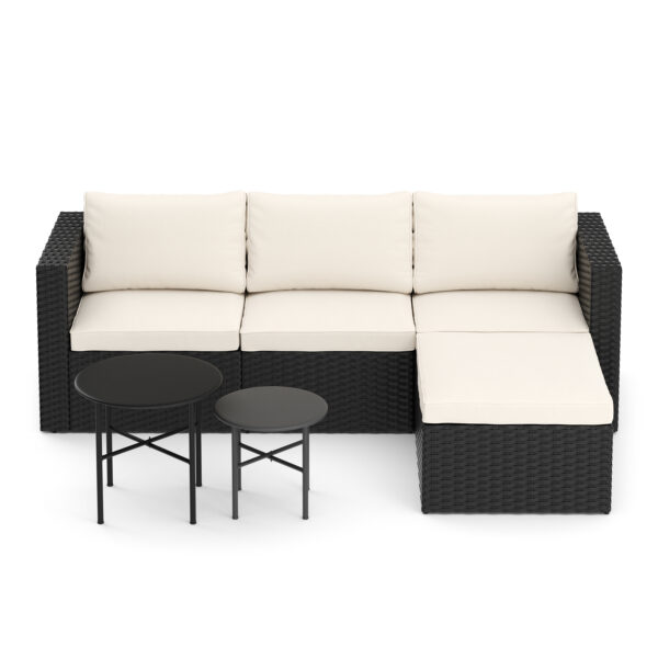 Rattanlounge TUGELA schwarz/creme – Bild 2