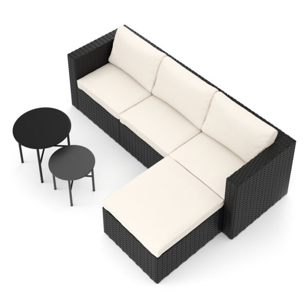 Rattanlounge TUGELA schwarz/creme – Bild 3