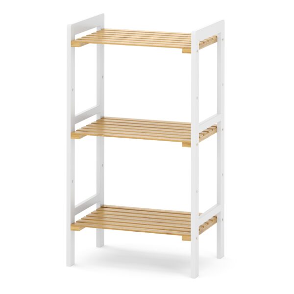 Regal Bambus 45 x 31 x 80 cm weiss/natur – Bild 2