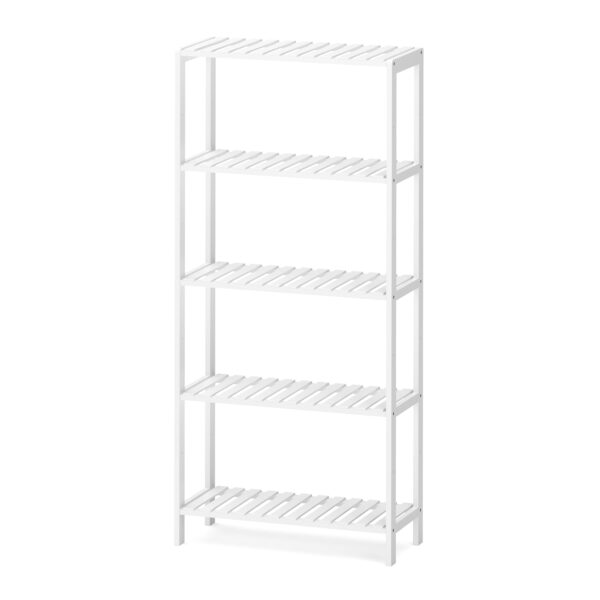 Regal Bambus 59 x 26 x 130 cm weiss – Bild 2