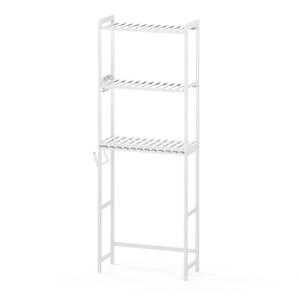 Toilettenregal Bambus 63 x 26 x 163 cm weiss – Bild 2