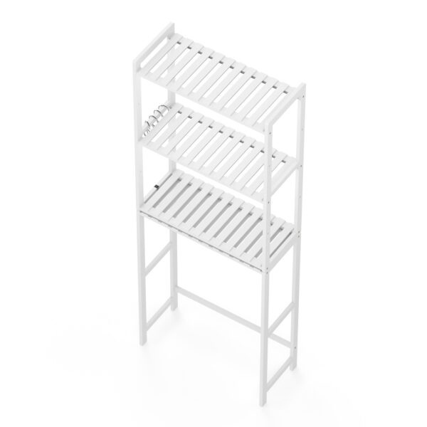 Toilettenregal Bambus 63 x 26 x 163 cm weiss – Bild 4