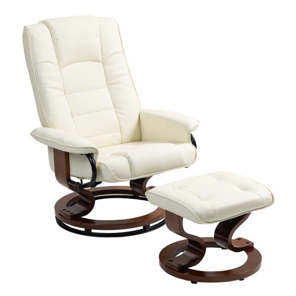 Relaxsessel Leder VITALII mit Hocker beige