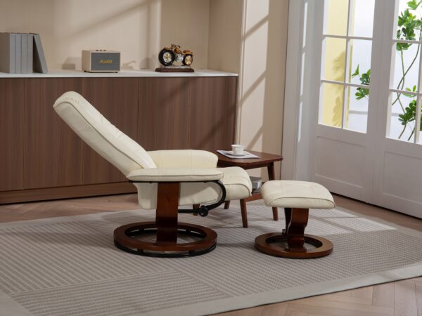 Relaxsessel Leder VITALII mit Hocker beige – Bild 3