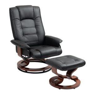 Relaxsessel Leder VITALII mit Hocker schwarz