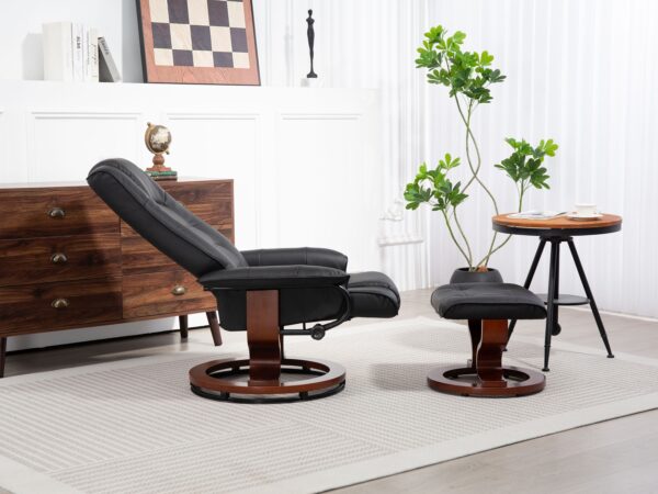 Relaxsessel Leder VITALII mit Hocker schwarz – Bild 3