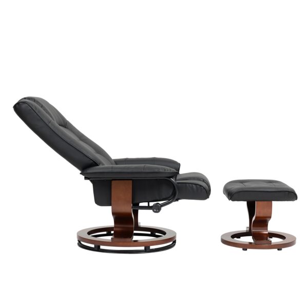 Relaxsessel Leder VITALII mit Hocker schwarz – Bild 5