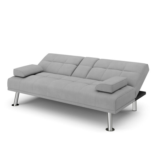 Schlafsofa POLLY mit Getränkehalter grau – Bild 3