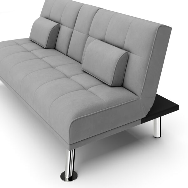 Schlafsofa POLLY mit Getränkehalter grau – Bild 9