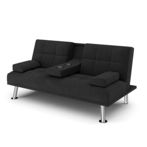 Schlafsofa POLLY mit Getränkehalter schwarz