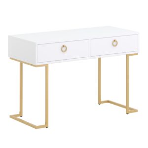 Schreibtisch Konsolentisch mit 2 Schubladen TESSY weiss/gold