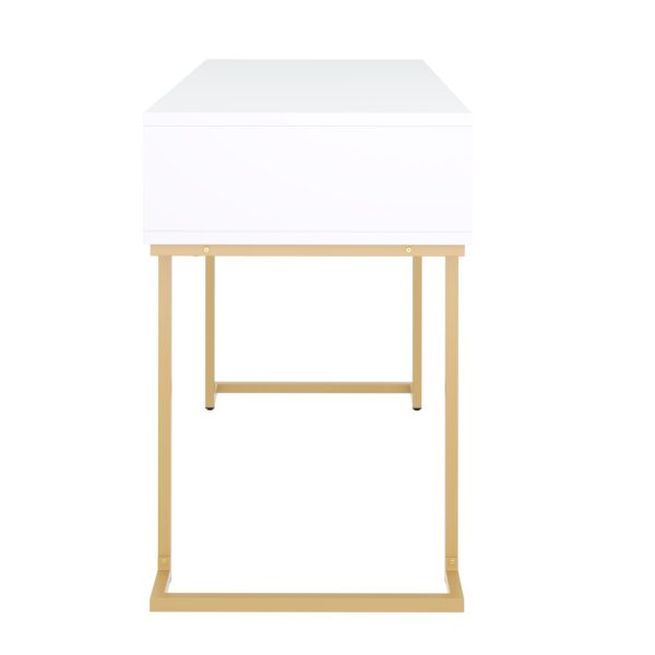 Schreibtisch Konsolentisch mit 2 Schubladen TESSY weiss/gold – Bild 5