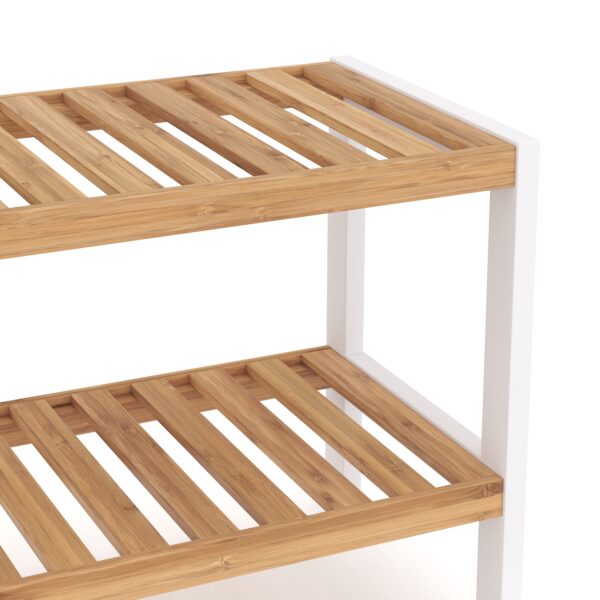 Schuhregal Bambus 2 Tablare 70 x 24 x 33 cm natur/weiss – Bild 6