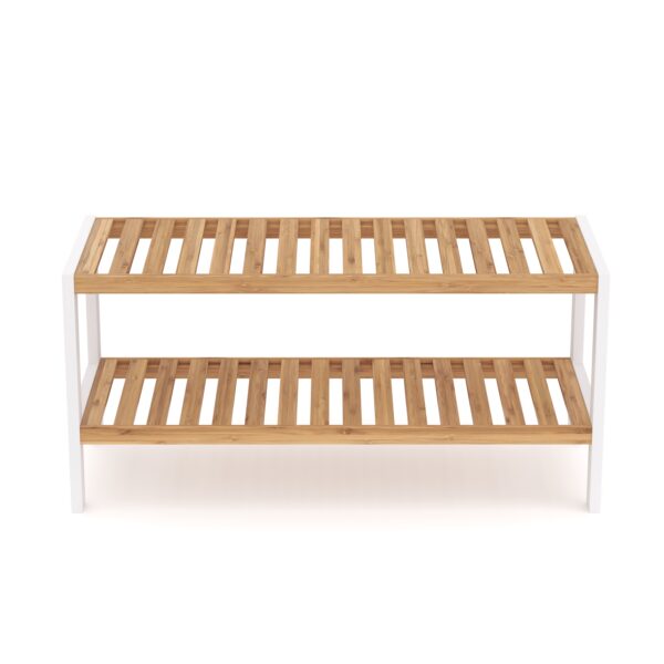 Schuhregal Bambus 2 Tablare 70 x 24 x 33 cm natur/weiss – Bild 3