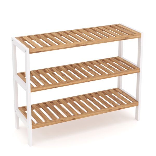 Schuhregal Bambus 3 Tablare 70 x 24 x 54 cm natur/weiss – Bild 2
