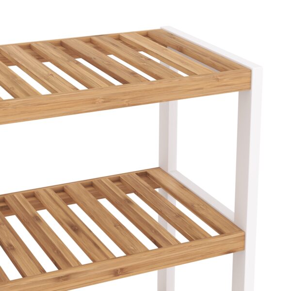 Schuhregal Bambus 3 Tablare 70 x 24 x 54 cm natur/weiss – Bild 6