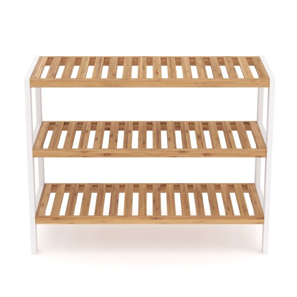 Schuhregal Bambus 3 Tablare 70 x 24 x 54 cm natur/weiss – Bild 3