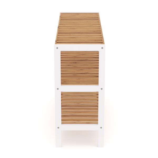 Schuhregal Bambus 3 Tablare 70 x 24 x 54 cm natur/weiss – Bild 5