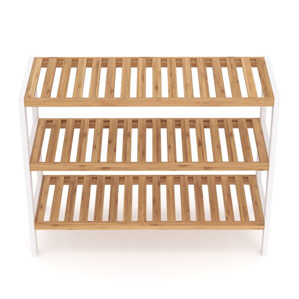 Schuhregal Bambus 3 Tablare 70 x 24 x 54 cm natur/weiss – Bild 4