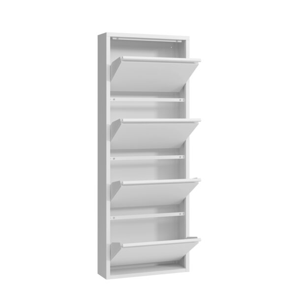 Schuhschrank Metall ROMEO 50 x 136 cm weiss – Bild 3