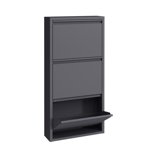Schuhschrank Metall ROMEO 50 x 103 cm grau – Bild 4