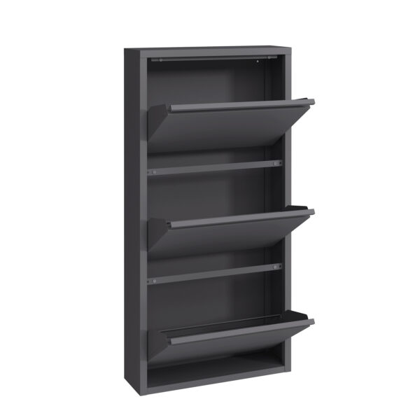 Schuhschrank Metall ROMEO 50 x 103 cm grau – Bild 3